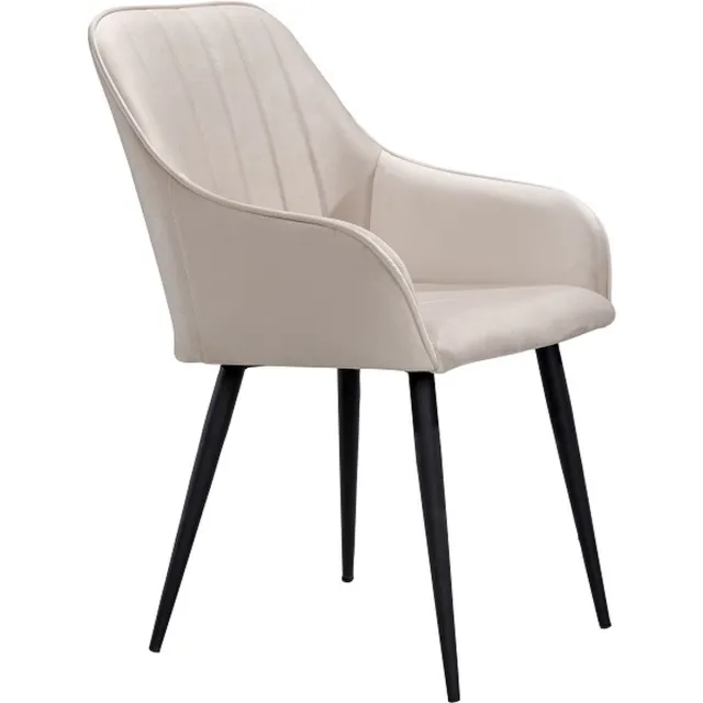 Soof & Tess Soph & Tess - Modena Eetkamerstoel - Beige - Fluweel - Velvet - Industrieel - Met armleuning