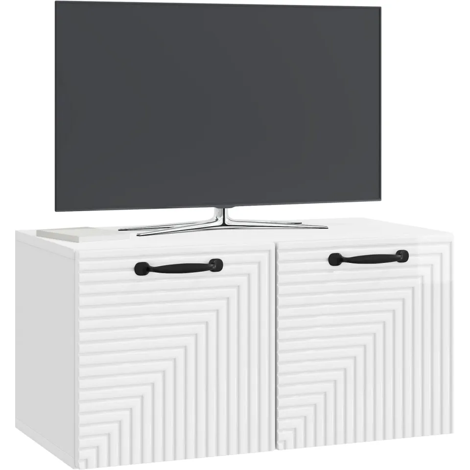 vidaXL Wandbeugel TV-kast Hoogglans Wit 59,5 x 31 x 30 cm Bewerkt hout