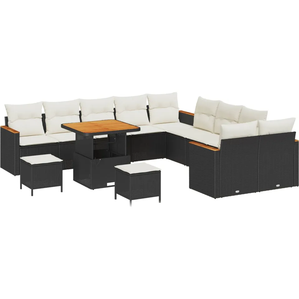 vidaXL Tuinbankenset 13 st Zwart poly rattan