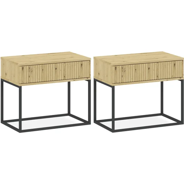 KONSIMO RECTUS Nachtkastje Set van 2 - met lade - Bijzettafeltjes (2 stuks) - Brons - 60x52x39 cm