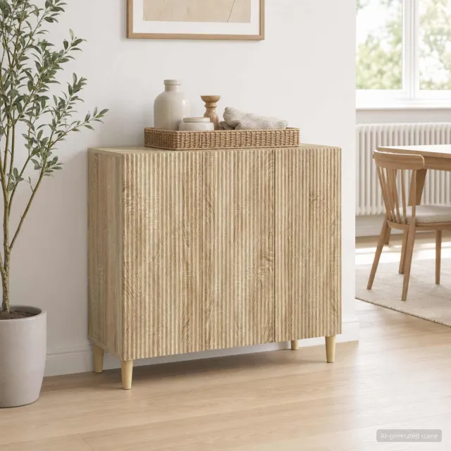 vidaXL Dressoir Sonoma Eiken 89 x 34,5 x 80 cm Bewerkt hout Bruin