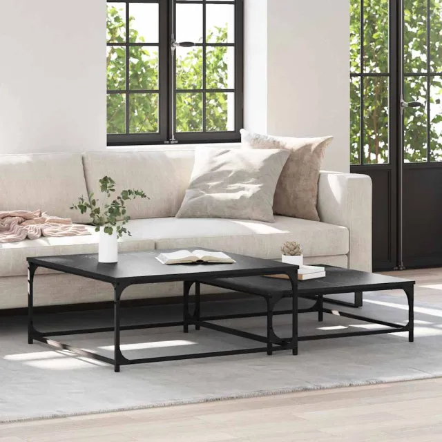 vidaXL Salontafel 2 st Oud Hout 80 x 80 x 35 cm Bewerkt hout Bruin