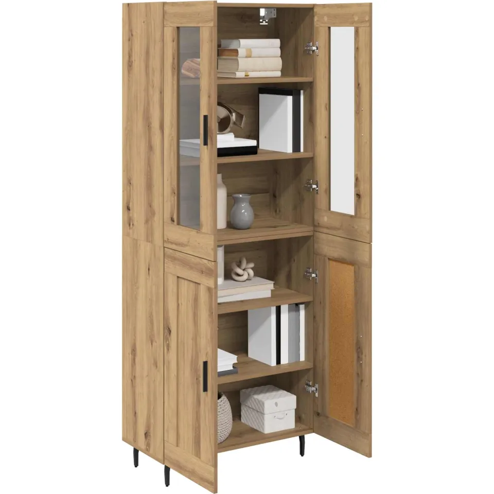 vidaXL Hoge kast 2 st Artisan Eiken 69,5 x 34 x 180 cm Bewerkt hout Bruin