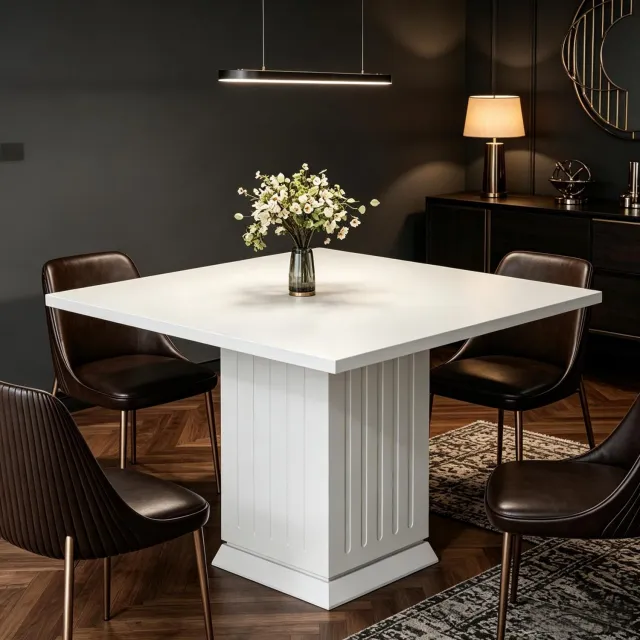 HAUSS SPOLE Moderne Eettafel Met Vierkant Tafelblad Voor Vier Personen Voor Keuken En Eetkamer Van Hout En Spaanplaat 90x90x75 Cm Wit