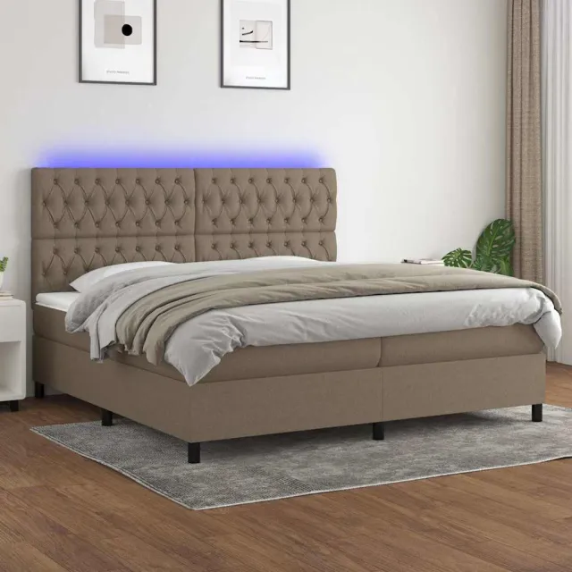 vidaXL Boxspring met matras en LED stof taupe 200x200 cm