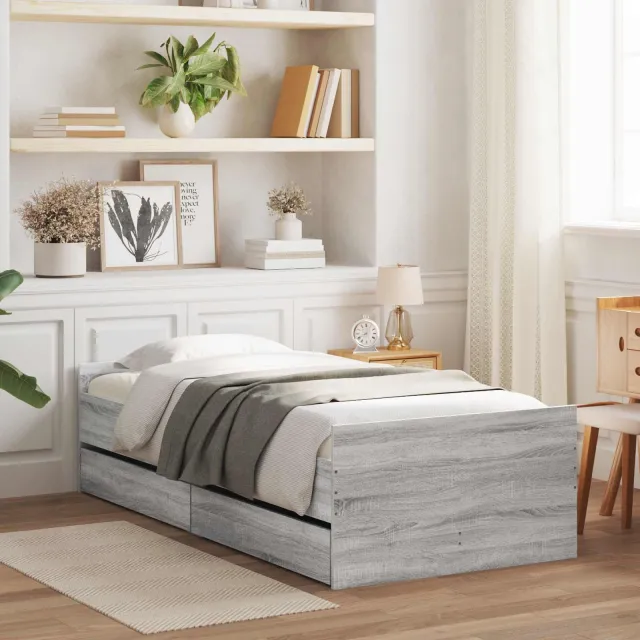 vidaXL Bedframe Betongrijs Bewerkt hout grijs