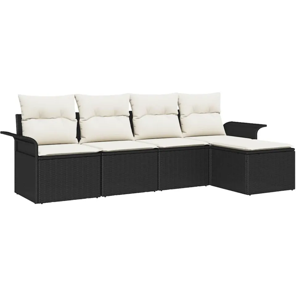 vidaXL Buitensofa 5 st Zwart poly rattan