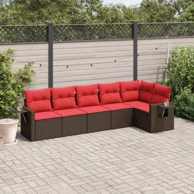 vidaXL 6-delige tuinbankset met kussens, bruin polyrotan, foto 2