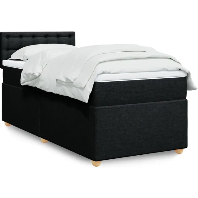 vidaXL Boxspring met matras stof zwart 80x200 cm