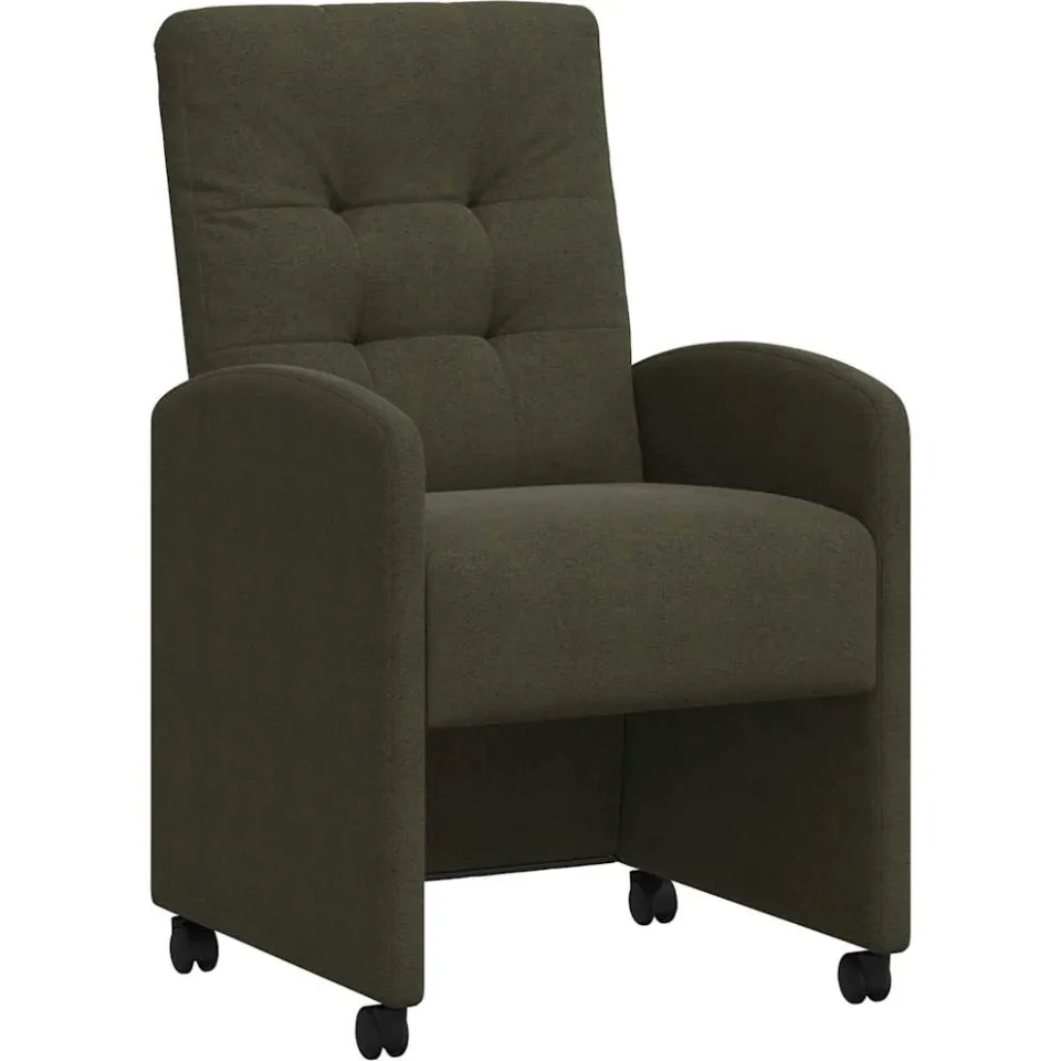 vidaXL Eetkamerstoelen met Wieltjes 2 st Faux suede leer Leger groen