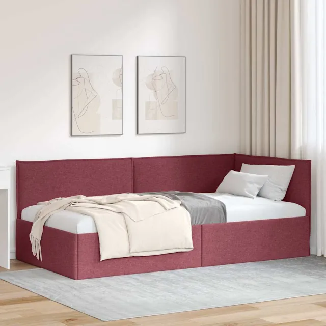 vidaXL Hoekbedframe Wijnrood 80 x 200 cm Stof