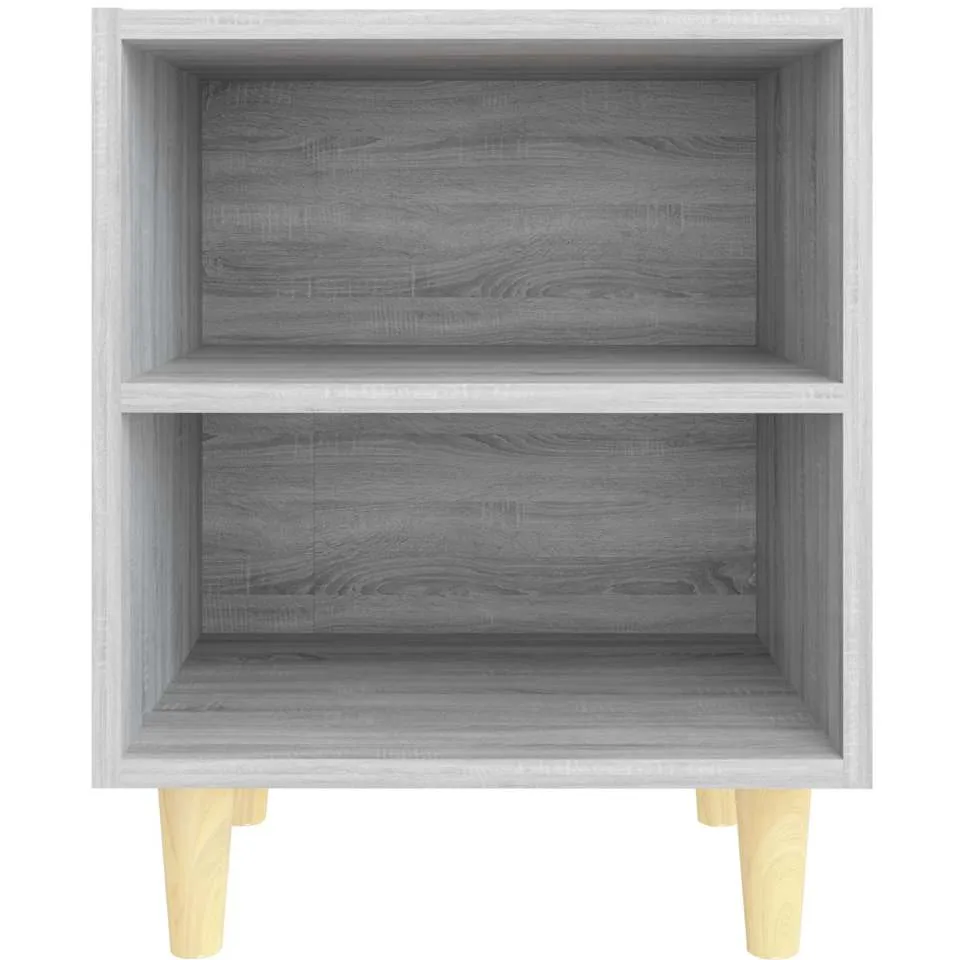 vidaXL Nachtkastje met houten poten 40x30x50 cm grijs sonoma eiken, foto 4