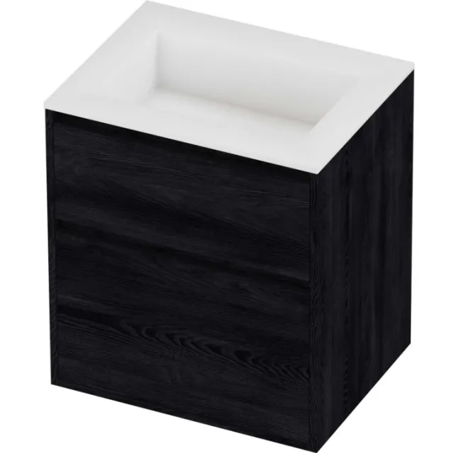 Proline Aristo Badmeubelset Polystone Elegant 60x46x67 cm Mat White Black Oak Eiken