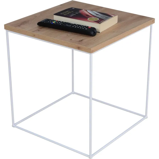 FutuStal Serie - Salontafel - 43cm - Draadstalen Basis - Dąb Artisan Blad Wit;Dąb Artisan