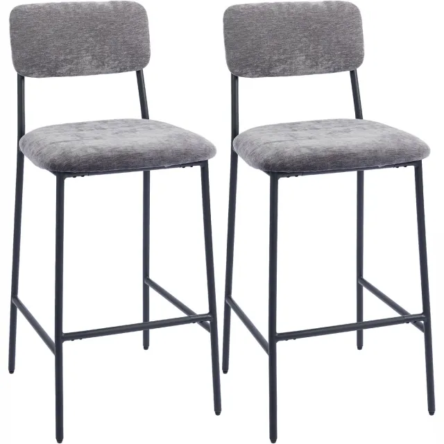 Homcom Barkruk-Chenille (100% polyester)-45,5x48x101cm-Grijs