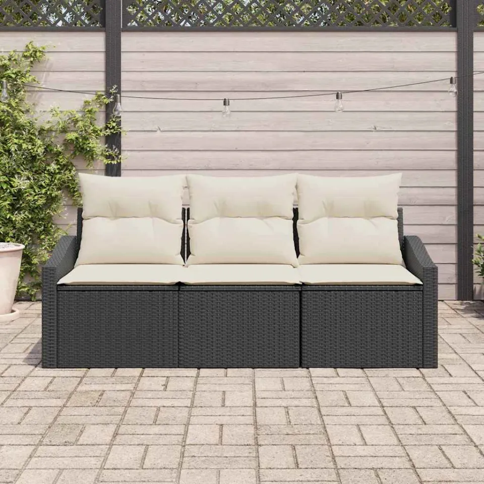 vidaXL Tuinbankenset 3 st Bruin en wit poly rattan, foto 3