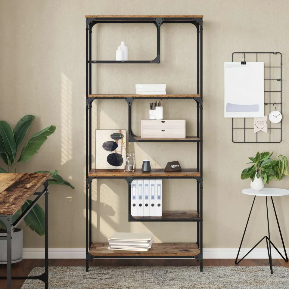vidaXL Boekenkast 6-laags 81 x 36 x 176 cm Bewerkt hout Oud hout bruin, foto 3