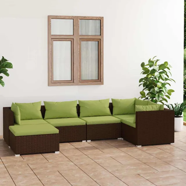 vidaXL 6-delige Loungeset met kussens poly rattan bruin, foto 2