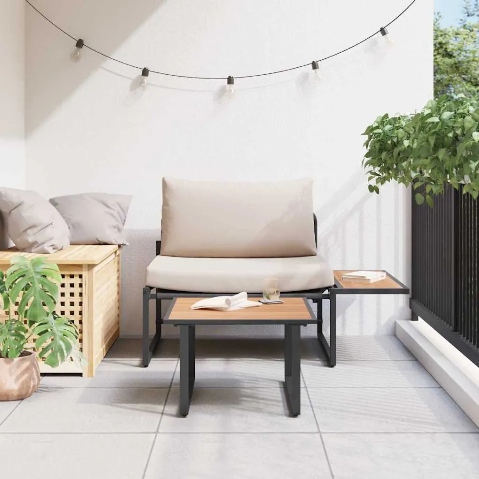 vidaXL Tuinbankenset 2 st Taupe Staal, foto 4