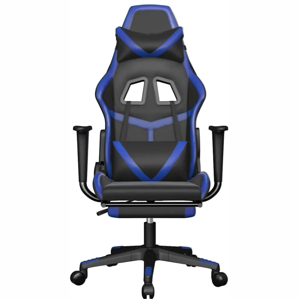 vidaXL Gamestoel met voetensteun kunstleer zwart en blauw