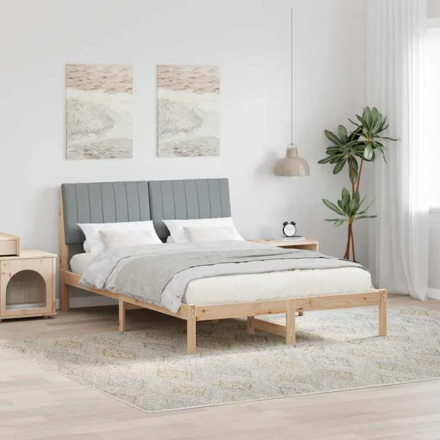 vidaXL Bedframe met hoofdeinde Bruin 135 x 190 cm Massief grenenhout