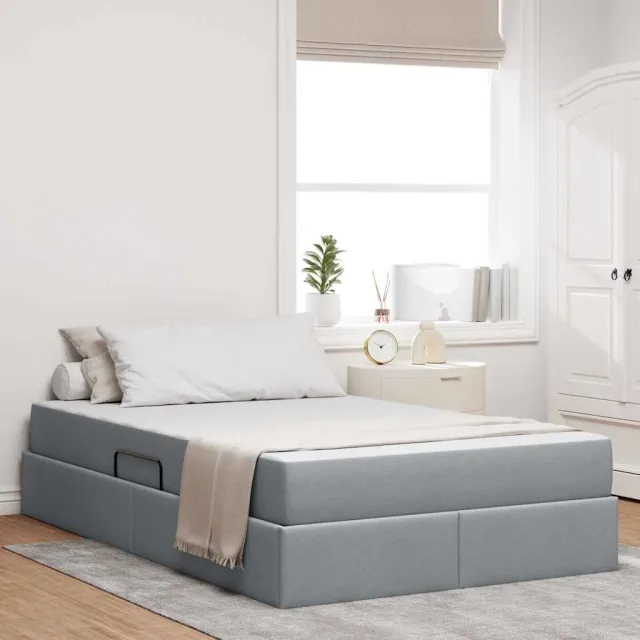 vidaXL Opbergbed met matras Lichtgrijs 120 x 200 cm Polyester