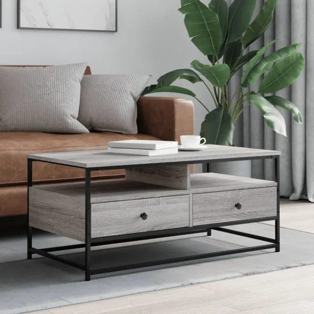 vidaXL Salontafel 100x51x45 cm bewerkt hout grijs sonoma, foto 2