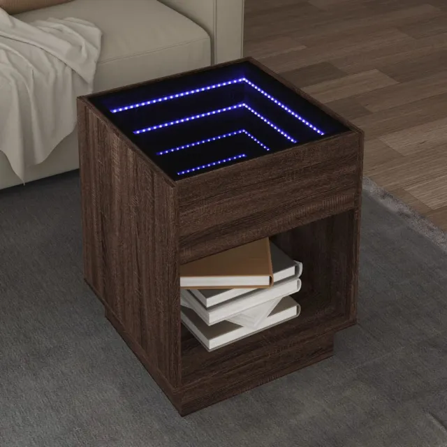 vidaXL Salontafel met Infinity LED 40x40x50 cm bruin eikenkleurig, foto 2