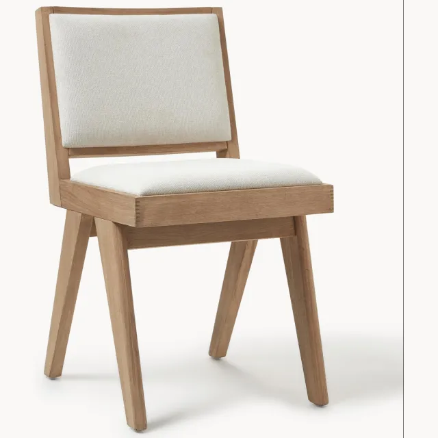 Westwing Collection Houten stoel Sissi met vulling Wit
