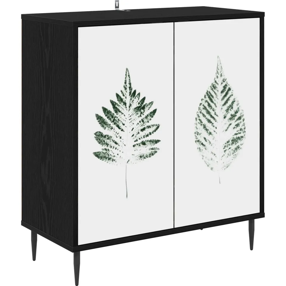vidaXL Dressoir HANAU Zwart eiken 69 x 33 x 76 cm Bewerkt hout, foto 3