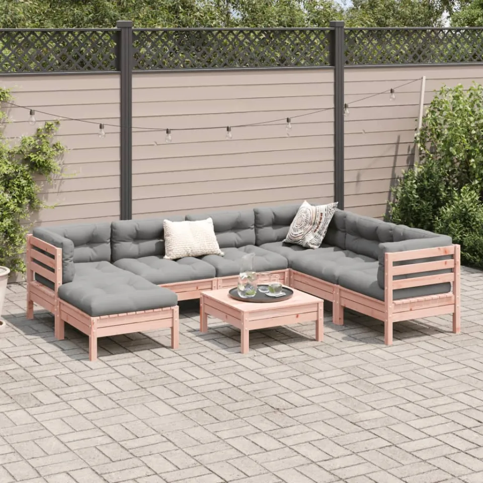 vidaXL 8-delige Loungeset met kussens massief douglas vurenhout bruin, foto 2