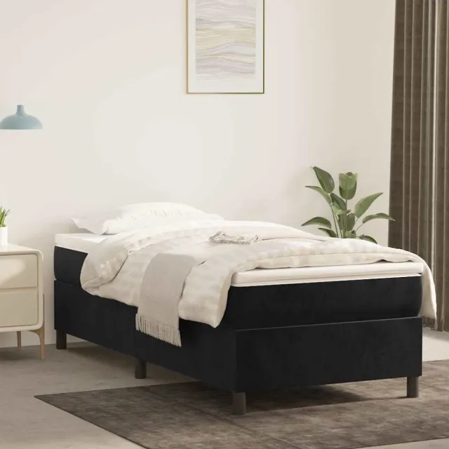 vidaXL Boxspring bed 100x200 cm fluweel zwart