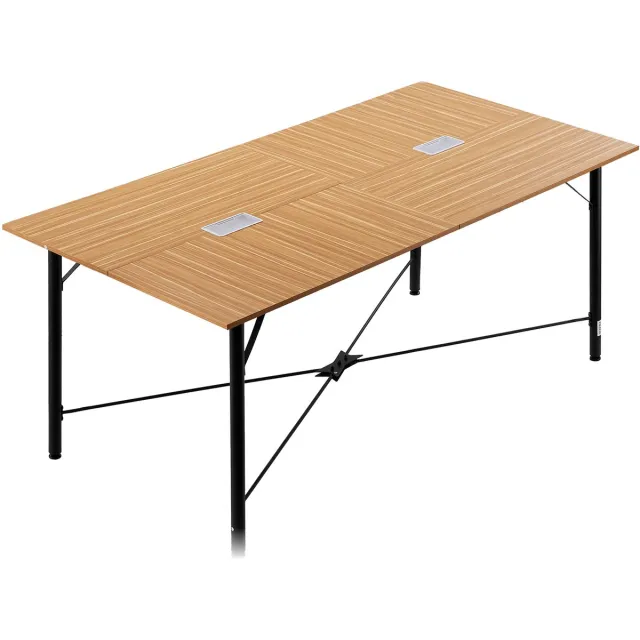 Vevor Vergadertafel, Vergadertafel voor 6-8 Personen, 180 X 90 cm (L X B), Rechthoekig Combinatiebureau, Vergadertafel, Multifunctionele Tafel, Pauzetafel met metalen Poten voor Kantoor, Vergaderruimte Brown