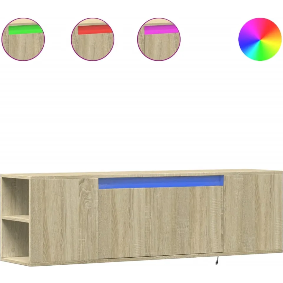 vidaXL Tv-wandmeubel met LED-verlichting 135x31x39,5 cm sonoma eiken, foto 3