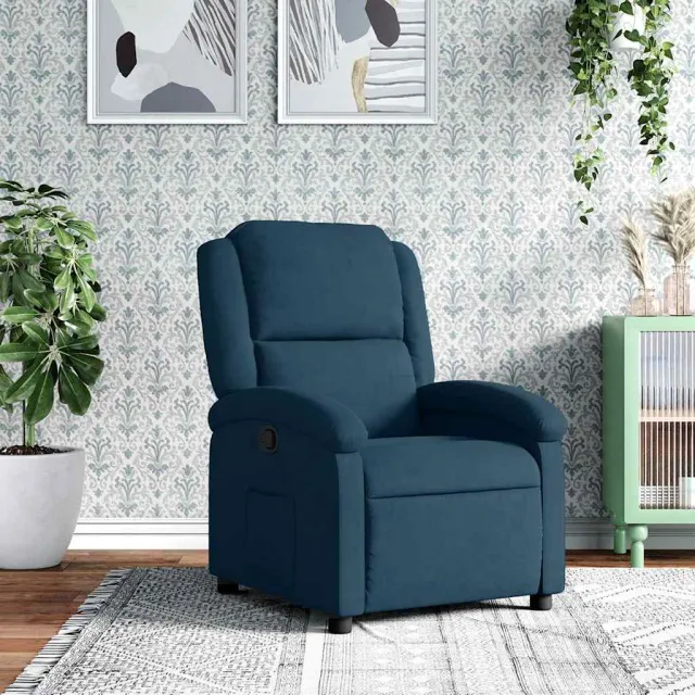 vidaXL Fauteuil verstelbaar fluweel blauw