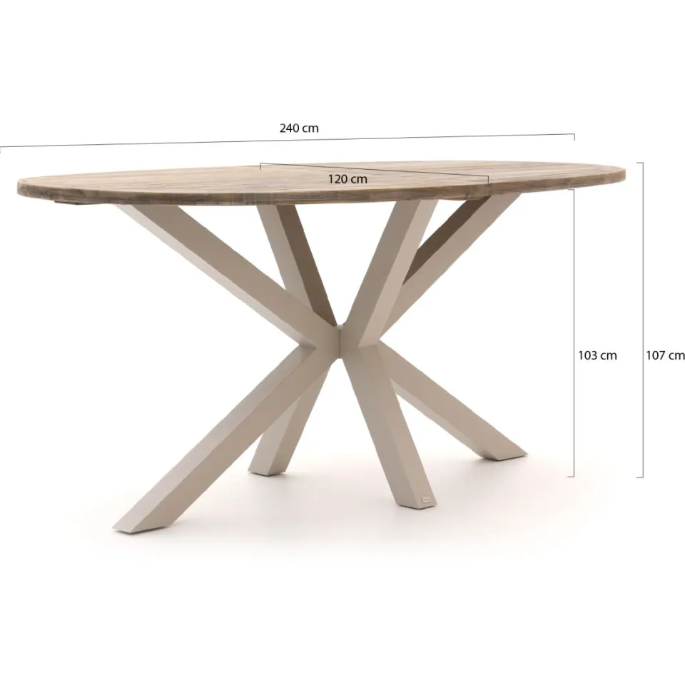 Bellagio tuinmeubelen Bellagio Mineo/ROUGH-Y Ellips 240cm barset 7-delig bruin, foto 3
