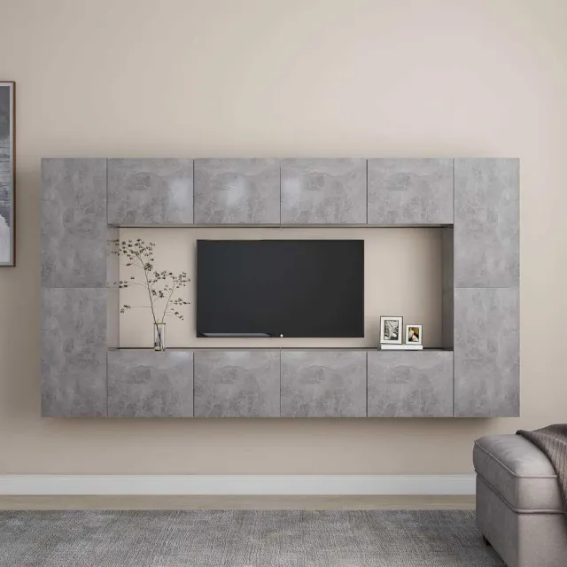 vidaXL 8-delige Tv-meubelset bewerkt hout betongrijs grijs, foto 2
