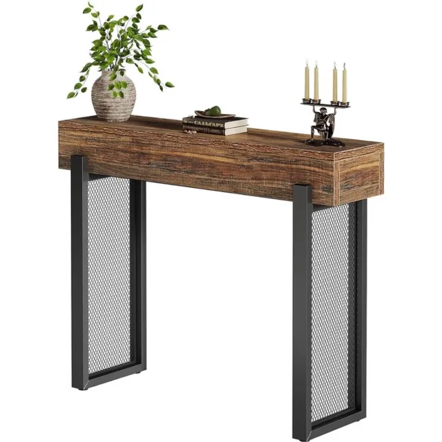 C. , R. E. CORE Minimalistische Consoletafel - Haltafel - Entreetafel - Gangtafel - Met opbergruimte - Hout en metaal - 105x30x80cm - Rustiek Bruin en Zwart