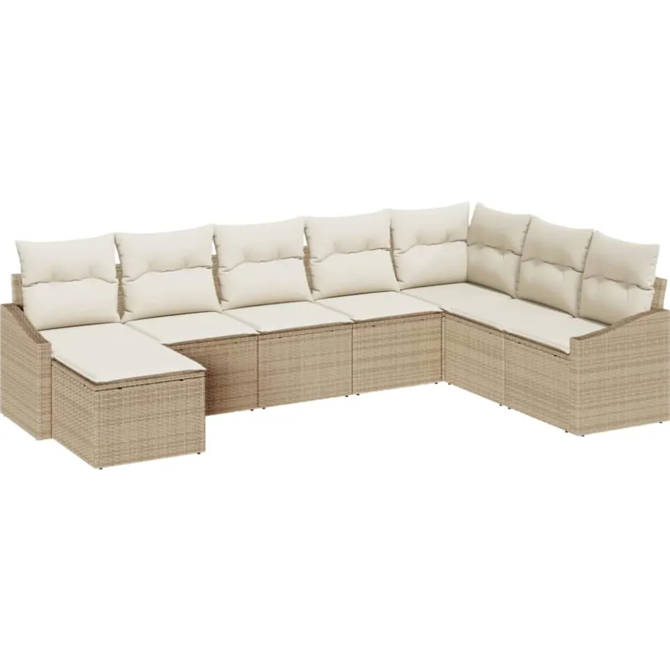 vidaXL Bankstel 8 st Beige poly rattan