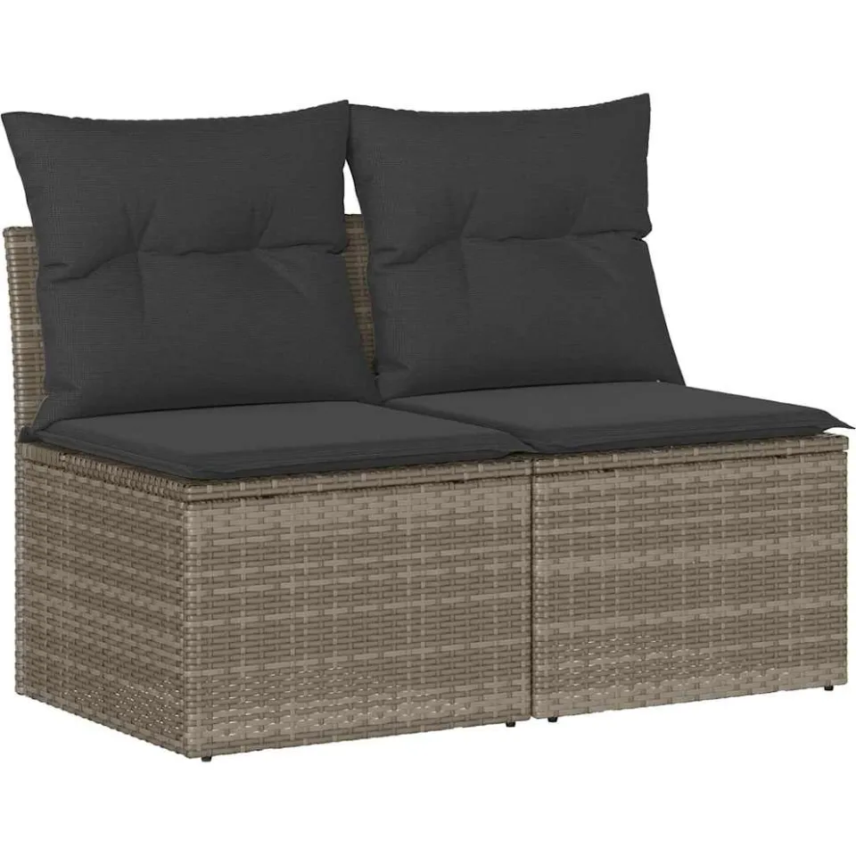 vidaXL 2-delige Loungeset met kussens poly rattan acacia grijs