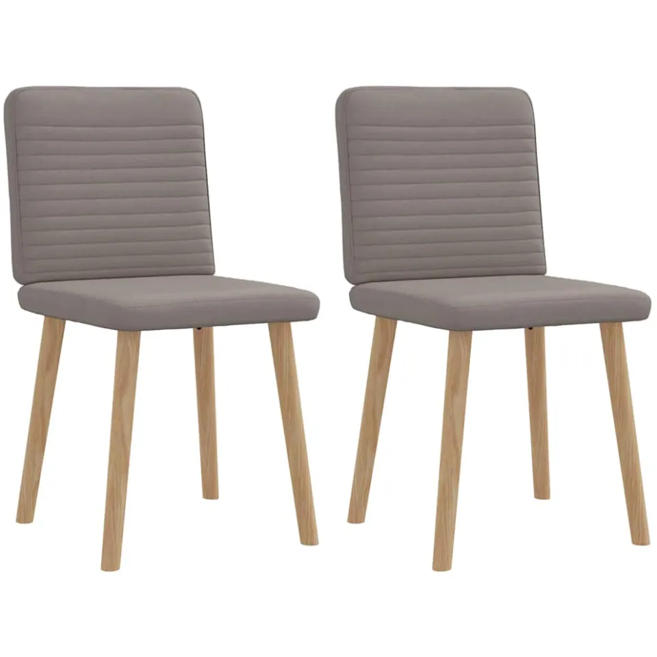 vidaXL Eetkamerstoelen draaibaar 2 st stof taupe, foto 3