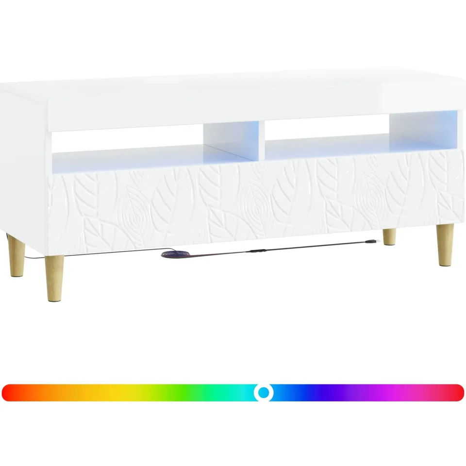 vidaXL LED tv-meubel Hoogglans Wit Bewerkt hout, foto 3