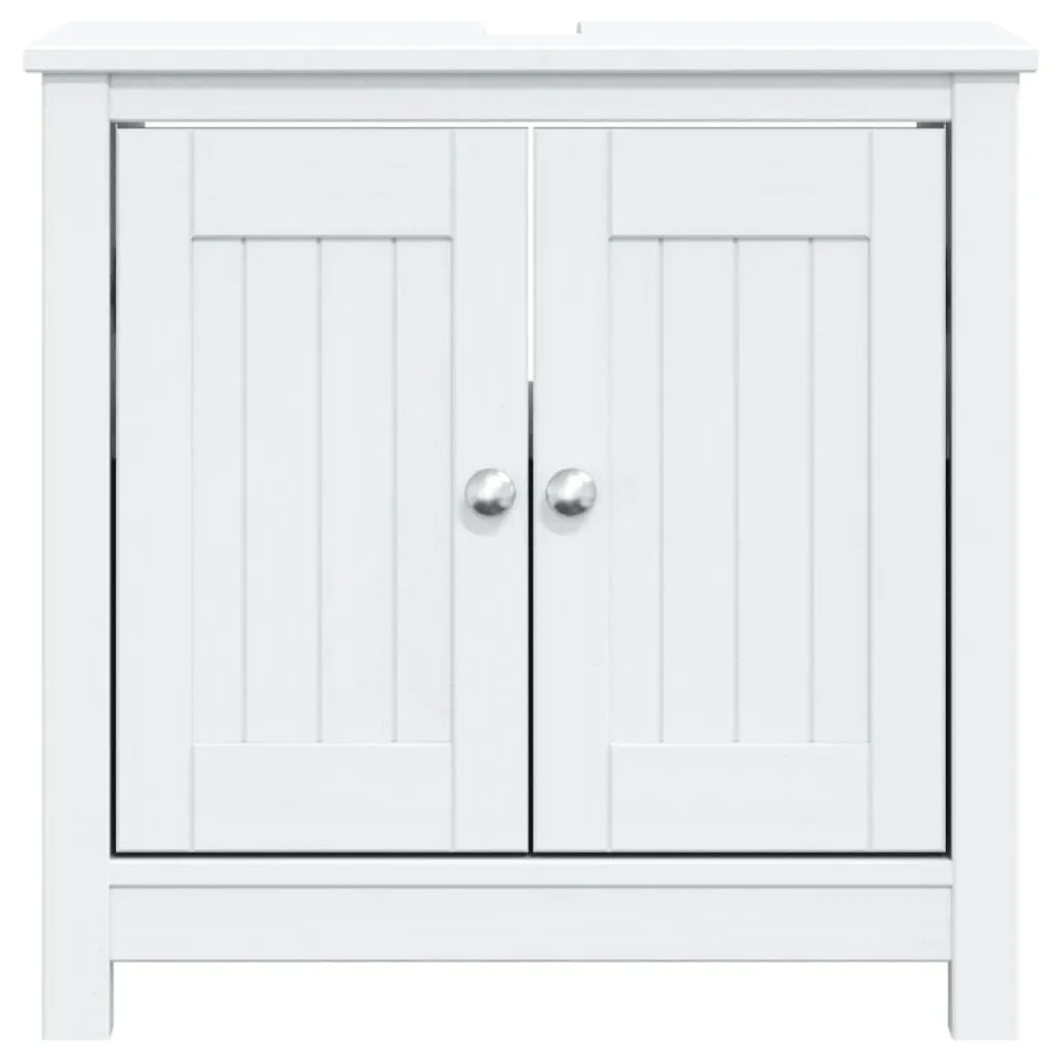 vidaXL Wastafelkast BERG 60x34x59 cm massief grenenhout wit