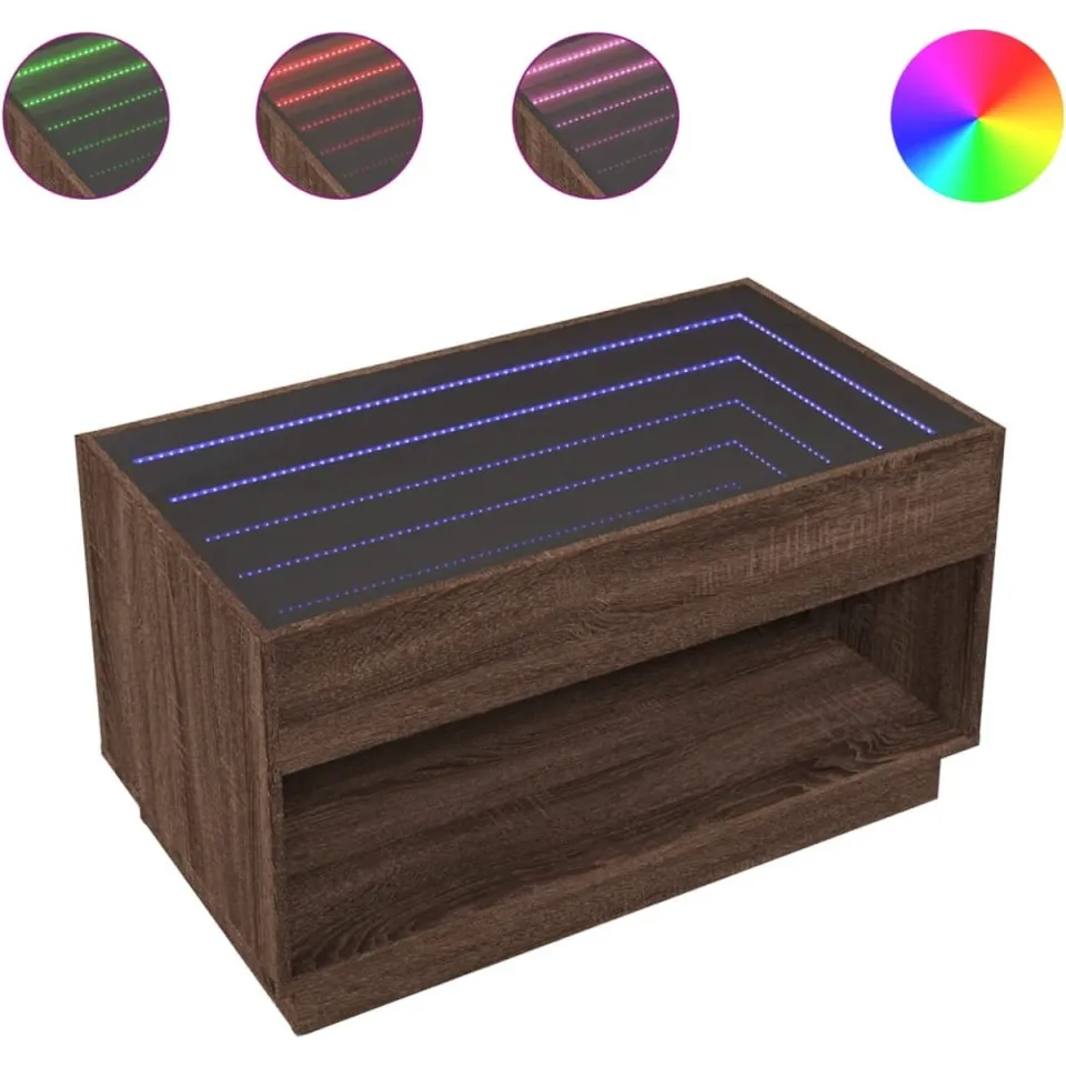 vidaXL Salontafel met Infinity LED 90x50x50 cm bruin eikenkleurig, foto 3
