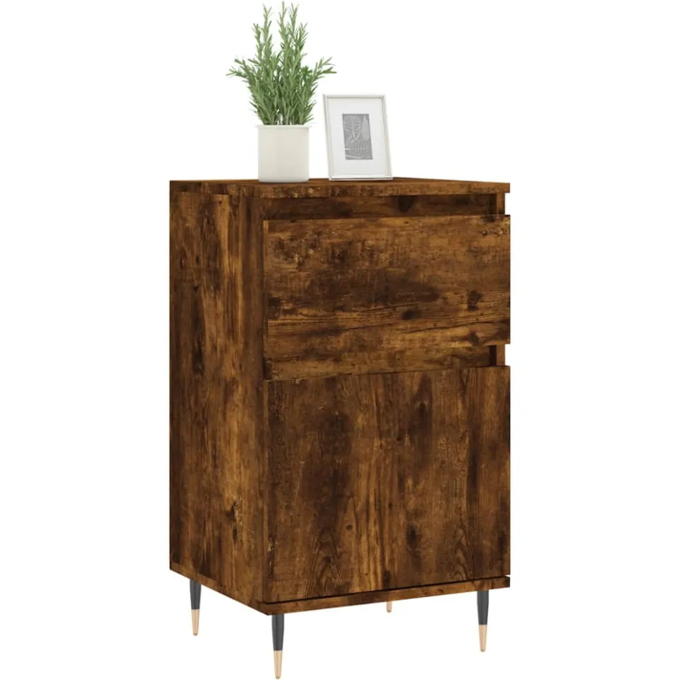 vidaXL Dressoirs 2 st 40x35x70 cm bewerkt hout gerookt eikenkleurig