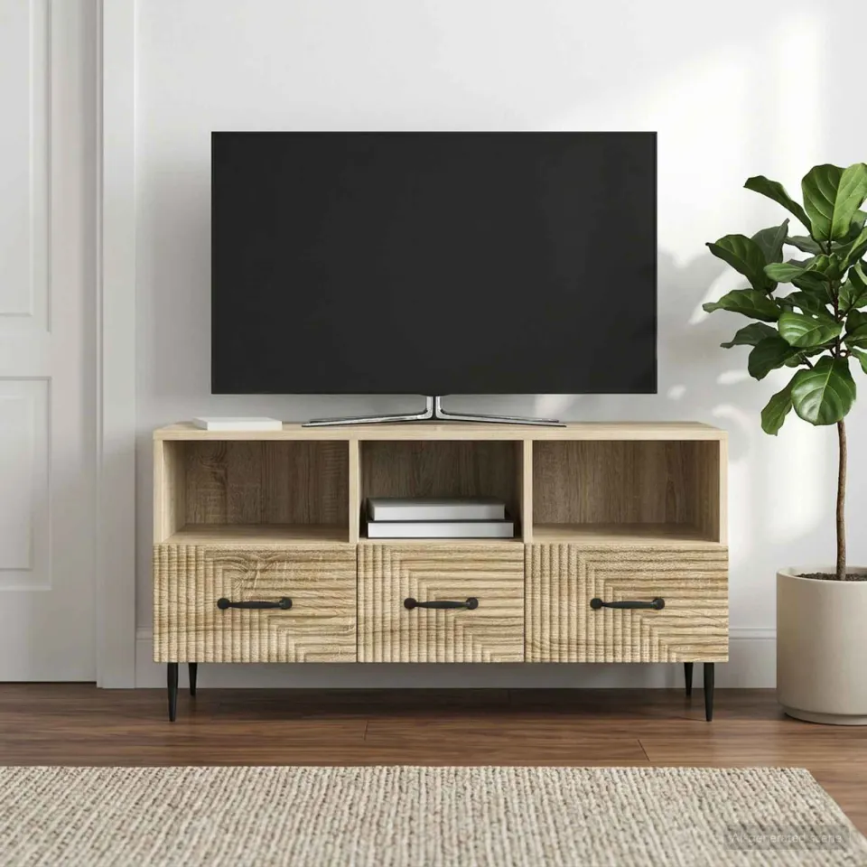 vidaXL TV-kast met lade Sonoma Eiken 102 x 34,5 x 50 cm Bewerkt hout, foto 4