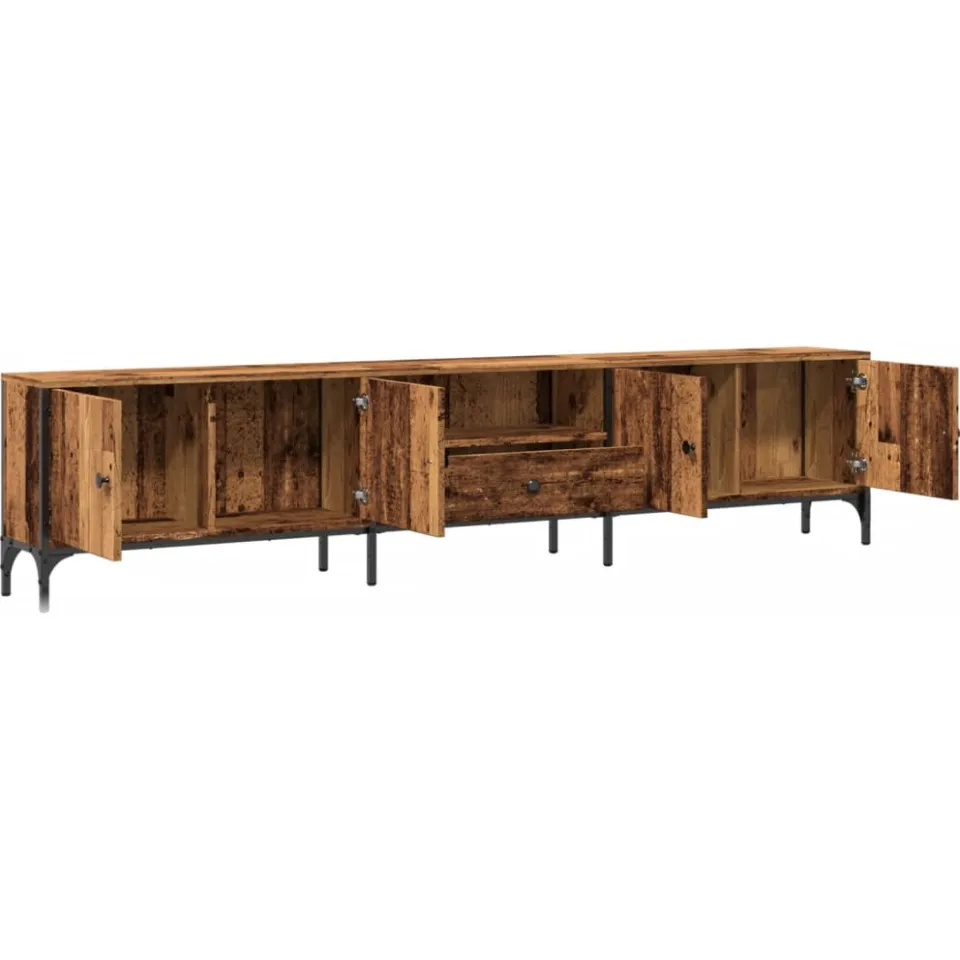 vidaXL Tv-meubel met lade 200x25x44 cm bewerkt hout oud houtkleurig bruin, foto 4