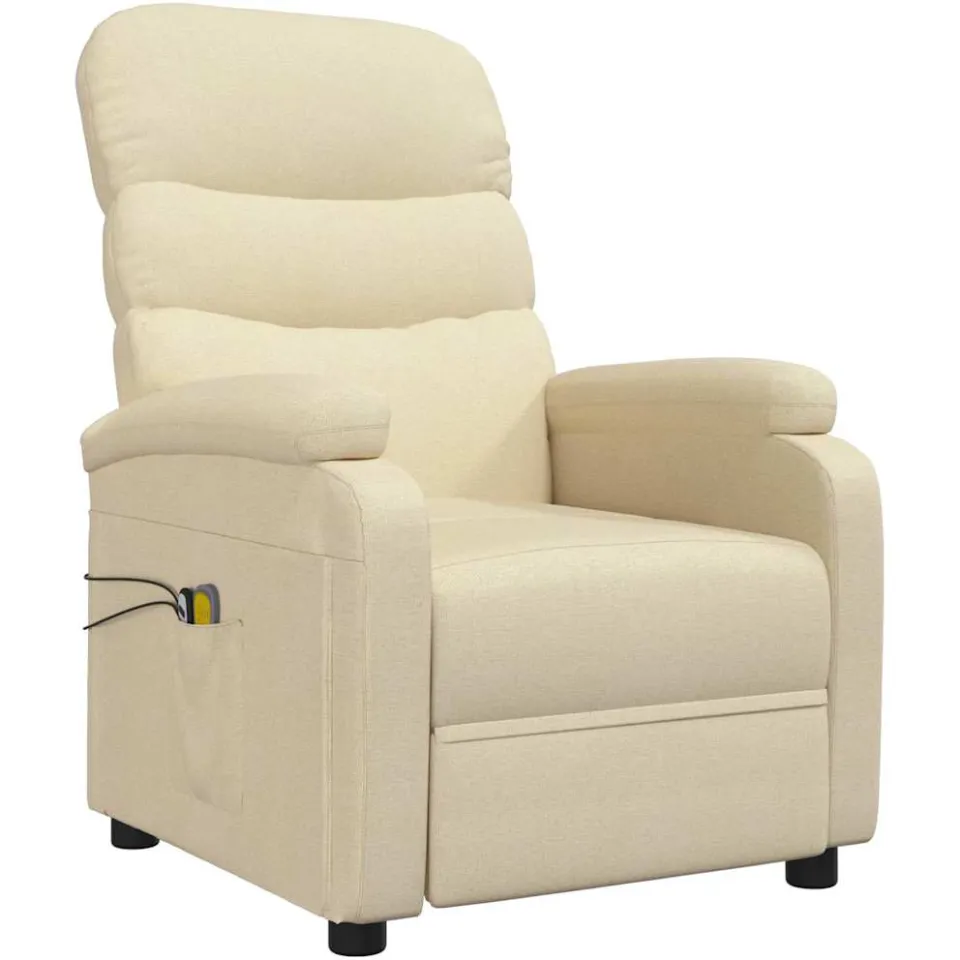 vidaXL Massagestoel elektrisch stof crèmekleurig