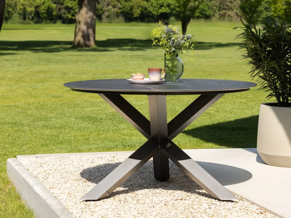 Bellagio tuinmeubelen Bellagio Lodola dining tuintafel ø 130cm zwart, foto 2