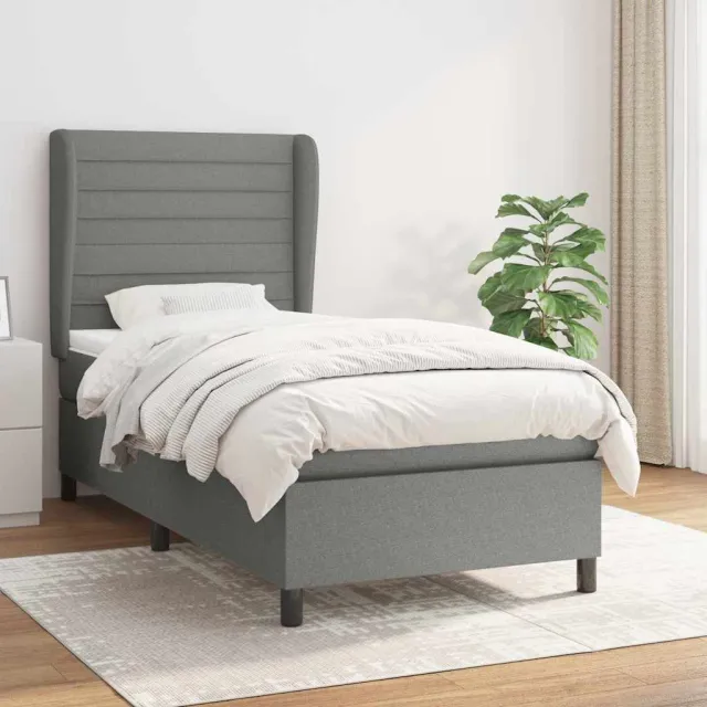 vidaXL Boxspring met matras stof donkergrijs 90x200 cm grijs